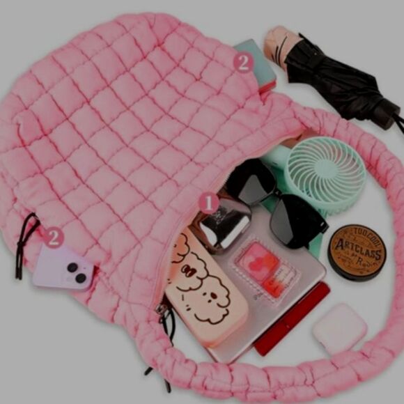 Boho Pink Quilted Shoulder Bag - Picture 6 of 9